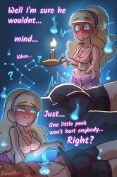 aged_up aura blonde_hair blush boxers breasts bulge cleavage dipper_pines glowing_eyes gravity_falls hair_band jonathanpt large_breasts long_hair magic pacifica_northwest pajamas shirt text underwear undressing rating:Explicit score:17 user:RayX