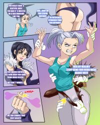 ass black_hair breasts comic female_only femsub jericho merlin_(the_seven_deadly_sins) pale_skin ponytail purple_hair schlumper tank_top text the_seven_deadly_sins rating:Explicit score:40 user:Schlumper_