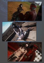 3d absurdres au_ra black_hair dazeddoman empty_eyes femsub final_fantasy final_fantasy_xiv happy_trance long_hair maledom screenshot rating:explicit score: user:dazeddoman