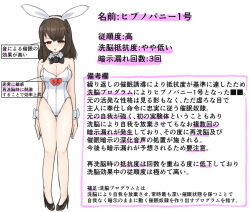 breasts bunny_ears bunny_girl bunnysuit character_profile cleavage comic cuffs dialogue drool empty_eyes expressionless female_only femsub headphones high_heels japanese_text nagi nipples open_mouth original solo standing standing_at_attention tech_control text translated rating:Questionable score:60 user:JustChilling