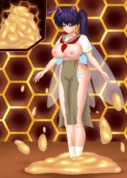 antenna bee_girl black_hair black_sclera bluebullpen breasts bug_girl drone erect_nipples female_only furry huge_ass huge_breasts kodachi_kuno long_hair ponytail ranma_1/2 school_uniform torn_clothes transformation rating:Questionable score:79 user:daveyboysmith9