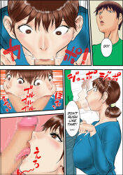 black_eyes blowjob_face blush brown_eyes brown_hair censored clothed dialogue dog_girl dog_pose fellatio femsub hard_translated incest jinsuke maledom milf mom_(jinsuke) mom_is_my_doll mom_is_my_female_dog mother_and_son oral penis ponytail short_hair son_(jinsuke) text tongue tongue_out translated rating:Explicit score:9 user:Bootyhunter69