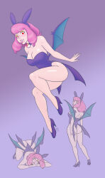 all_fours ass_grab bare_legs bare_shoulders bat_wings bunny_girl cleavage collar crobat fake_animal_ears female_only femsub happy_trance hypnolion hypnotic_accessory klara_(pokemon) lip_biting multiple_views nintendo pink_hair pokemon pokemon_sword_and_shield red_eyes tech_control rating:Questionable score:106 user:Hypnolion