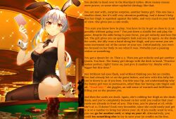 brain_drain bunnysuit caption caption_only cuffs femdom male_pov manip overlordmiles_(manipper) pov pov_sub red_eyes text tsukino white_hair rating:Safe score:33 user:OverlordMiles