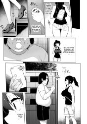 black_hair breasts comic dialogue empty_eyes greyscale hypnotic_light inverted_nipples large_breasts monochrome ponytail sakamata_nerimono spanish tagme text ugly_bastard rating:explicit score: user:l12@