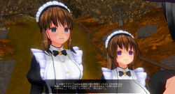 3d breasts brown_hair custom_maid_3d_2 empty_eyes female_only femdom femsub green_eyes happy_trance large_breasts maid purple_eyes sennoudaisuki text translated rating:Questionable score:4 user:YuriLover2