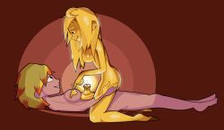amy_(asaola) aurification blonde_hair breasts female_only femdom femsub gold kyrielle large_breasts multiple_girls original petrification trippy_(trippy) rating:explicit score: user:111