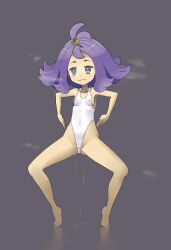 acerola_(pokemon) artist_request barefoot breasts cameltoe female_only haigure happy_trance heart heart_eyes leotard nintendo pokemon pokemon_sun_and_moon purple_hair pussy_juice see-through small_breasts smile solo spread_legs squatting symbol_in_eyes rating:Questionable score:7 user:Sleepyhead97