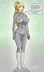blonde_hair breasts collar crimson_(stepfordcrimson) expressionless female_only femsub glowing glowing_eyes graybot green_eyes hypnotic_accessory large_breasts original robotization standing standing_at_attention tech_control text trishbot rating:Questionable score:107 user:StepfordCrimson