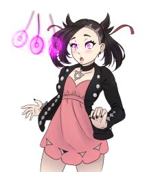 black_hair blush breasts eshie female_only femsub glowing glowing_eyes marnie_(pokemon) nintendo open_mouth pendulum pokemon pokemon_sword_and_shield surprised rating:safe score: user:eshie