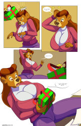 arabatos bear_girl breasts brown_eyes brown_hair comic disney furry high_heels huge_breasts long_hair milf rebecca_cunningham talespin text rating:Questionable score:25 user:daveyboysmith9