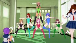 3d body_control brown_hair femdom femsub haigure haigure_ayami haigure_ayami_(artist) happy_trance leotard original raygun school_uniform rating:Questionable score:1 user:Proyecto38