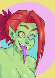 absurdres drool femdom green_skin kaa_eyes original shozaya snake_girl symbol_in_eyes tongue tongue_out rating:questionable score: user:orangejuicestice