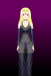 angry blonde_hair bra bridal_gauntlets choker degarashi empty_eyes female_only femsub long_hair looking_at_viewer mint_adenade purple_eyes see-through simple_background solo tales_of_(series) tales_of_phantasia thighhighs thong underwear rating:Questionable score:7 user:hypno