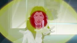 black_hair blue_eyes bow_tie cleavage dc_comics expressionless female_only femsub gloves long_hair magician screenshot standing standing_at_attention super_hero western young_justice zatanna_zatara rating:Questionable score:10 user:hypno