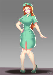 bare_legs femsub forced_employee glowing glowing_eyes gradient_background hadant happy_trance hat high_heels legs lipstick long_hair makeup nurse red_hair sam signature simple_background solo totally_spies rating:Safe score:111 user:TheGoodShank