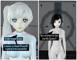3d absurdres collar comic female_only femsub graybot multiple_girls ruby_rose rwby tagme tech_control tepmarmy text weiss_schnee rating:Questionable score:9 user:BlueMonday1984