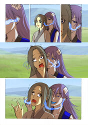 blue_hair blue_skin body_control brain_injection brown_hair comic female_only femdom femsub ghost heterochromia kimujo_world long_hair open_mouth original ponytail possession tongue tongue_out rating:Questionable score:28 user:TheGoodShank