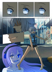 absurdres barefoot blue_skin comic eye_roll female_only femsub ghost heterochromia kimujo_world original possession tears rating:Questionable score:19 user:TheGoodShank