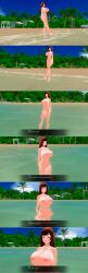 3d bare_breasts beach blue_eyes bottomless brown_hair comic custom_maid_3d_2 empty_eyes female_only femsub happy_trance lolislove nipples nude smile text topless water rating:Explicit score:5 user:tuyubxdxd