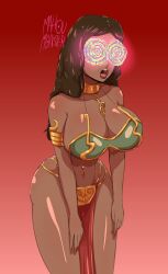  dark_skin female_only femsub fortnite hypnot-eyes mahoumonsterart mikiyah_(msmith322) open_mouth original slouching  rating:questionable score: user:msmith322