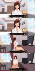 3d absurdres brown_eyes brown_hair comic crop_top custom_maid_3d_2 dialogue earrings empty_eyes expressionless femsub hard_translated jean_skirt kamen_writer_mc midriff reiko_(kamen_writer_mc) text rating:Explicit score:6 user:JustChilling