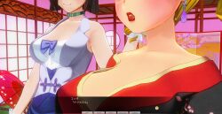 3d blonde_hair breasts brown_hair curly_hair female_only femsub kamen_writer_mc large_breasts magician mc_trap_town multiple_girls screenshot short_hair text translated twintails rating:Questionable score:4 user:Amazingbrahjr