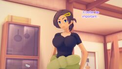 aware blue_eyes brown_hair clothed dialogue english_text female_only grace_(pokemon) hair_clips milf mustardsauce pokemon pokemon_(anime) solo text rating:Safe score:0 user:Bootyhunter69