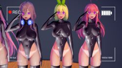 3d ahoge blonde_hair blue_eyes brown_hair camera crotch_tattoo erect_nipples erect_nipples_under_clothes female_only femsub glowing_eyes grey_background hair_ornament happy_trance headdress headphones heart_eyes high_heels itsuki_nakano koikatsu! large_breasts latex leotard long_hair miku_nakano moppukyunu multiple_girls multiple_subs nino_nakano open_mouth pink_eyes pink_hair pussy_juice red_hair rubber short_hair simple_background sisters standing symbol_in_eyes tan_lines tan_skin tattoo the_quintessential_quintuplets thigh_boots thighhighs tight_clothing yotsuba_nakano rating:Questionable score:4 user:VortexMaster