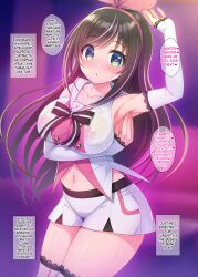 absurdres armpits blush breasts femsub heart heart_eyes kizuna_ai large_breasts long_hair minase_kuru noukatu see-through short_shorts symbol_in_eyes text virtual_youtuber rating:questionable score: user:fezguy