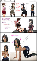all_fours bare_breasts breasts chicken_pose cleavage comic cow_girl dark_skin dialogue empty_eyes english_text essence_(nexus_light) expressionless female_only femdom femsub glowing glowing_eyes gym_uniform hair_buns harem humor leggings legs magic midriff multiple_girls nexus_light office_lady open_mouth original pet_play ponytail see-through shirt_lift standing standing_at_attention text thighhighs topless undressing vampire velvet_(nexus_light) rating:Questionable score:272 user:Nexus_Light