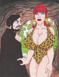 absurdres beard black_hair boris_balinkoff bow breasts crash expressionless femsub gilligan's_island ginger_grant hypnotic_accessory large_breasts leopard_print maledom mole one-piece_swimsuit red_hair swimsuit traditional rating:Questionable score:10 user:Sleepyhead97