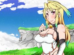 ahoge belu blonde_hair breasts cleavage femsub gantai_critical gloves green_hair large_breasts milla_maxwell multicolored_hair opera_gloves pink_eyes smile tales_of_(series) tales_of_xillia rating:Safe score:14 user:hypno