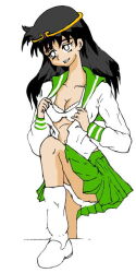 black_hair clothed_exposure crown empty_eyes female_only femsub happy_trance hypnotic_accessory inuyasha_(series) jewelry kagome_higurashi long_hair malroth open_mouth panties simple_background sketch skirt skirt_lift underwear undressing rating:Questionable score:14 user:Grim