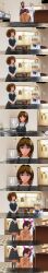 3d absurdres all_fours blue_eyes blush bottomless breasts brown_hair comic custom_maid_3d_2 dialogue drool empty_eyes expressionless female_only femdom femsub happy_trance hypnotic_accessory kamen_writer_mc mc_trap_town natsume_(mc_trap_town) nude open_mouth pet_play screenshot symbol_in_eyes tech_control text topless xlmpth rating:Explicit score:6 user:Xlmpth