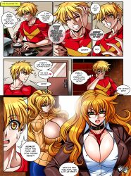 blonde_hair breasts cleavage_cutout collar comic femdom glasses green_eyes huge_breasts incest jadenkaiba malesub mother_and_son open-chest_sweater original resisting school_uniform text tie unhappy_trance yellow_eyes rating:Questionable score:60 user:Jabberwocky