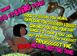 aged_up arm_bands bikini breasts disney genderswap kaa large_breasts mowgli text the_jungle_book waqqed_(manipper) rating:Questionable score:9 user:RayX