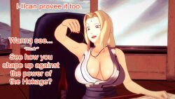 aware blonde_hair breasts brown_eyes clothed dialogue dogdog english_text female_only naruto_(series) necklace solo text tsunade rating:Safe score:1 user:Bootyhunter69