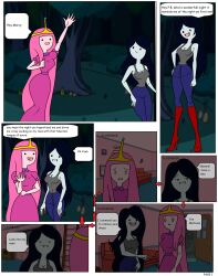 absurdres adventure_time black_hair breasts carlosfco cleavage comic crown dialogue evil_smile expressionless fangs feet female_only femdom femsub hypnotic_eyes jewelry large_breasts long_hair marceline open_mouth pale_skin pink_hair princess princess_bubblegum smile source_request spiral_eyes symbol_in_eyes tank_top text vampire very_long_hair western yuri rating:Safe score:52 user:inkrypted