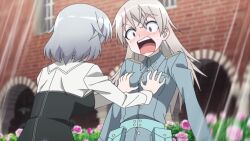 blush breasts corruption eila_ilmatar_juutilainen female_only femsub groping large_breasts long_hair military_uniform sanya_v_litvyak screenshot short_hair smile strike_witches tagme rating:Questionable score:16 user:97643241