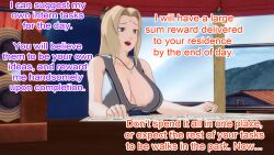 altered_common_sense aware blonde_hair breasts brown_eyes clothed dialogue dogdog english_text femsub maledom naruto_(series) text tsunade rating:Safe score:1 user:Bootyhunter69