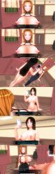 3d absurdres bottomless breasts brown_hair comic custom_maid_3d_2 dialogue empty_eyes exposed_chest expressionless eyeshadow female_only femsub hard_translated huge_breasts izumi_(made_to_order) kamen_writer_mc lipstick makeup nipple_piercing nipples nude purple_lipstick rika_(made_to_order) text topless rating:Explicit score:4 user:JustChilling