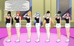 anabel_(mexigojira) black_hair blonde_hair crimson_(stepfordcrimson) dialogue dlobo777 empty_eyes femsub glasses green_hair happy_trance jaclyn_(corruptionprincess) large_breasts lisa_(cosmogisforever) lorelei nintendo nurse_joy officer_jenny orange_hair original pink_hair pokemon team_hypno text rating:Questionable score:7 user:Proyecto38