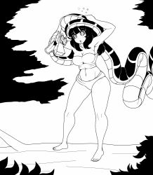 black_hair breasts coils confused disney femsub greyscale hypnofood hypnotic_eyes jungle_girl kaa large_breasts loincloth long_hair maledom midriff open_mouth original outdoors ring_eyes snake the_jungle_book tube_top rating:Questionable score:88 user:Disastermaster55