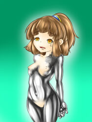 aogane arle bottomless breasts brown_hair female_only femsub liquid_metal long_hair nude ponytail puyo_puyo solo standing standing_at_attention tagme topless rating:Explicit score:7 user:hamqs1445