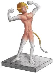 absurdres barefoot blonde_hair bottomless empty_eyes erection final_fantasy final_fantasy_ix glowing glowing_eyes happy_trance long_hair male_only malesub mysticdreamerzero_(colorist) nude penis petrification rutilus tail topless zidane_tribal rating:Explicit score:9 user:MDZer0