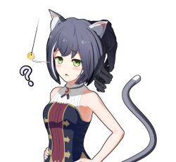  3d animal_ears blush cat_girl clothed coin female_only femsub green_eyes grey_hair karyl princess_connect! princess_connect!_re_dive roller  rating:safe score: user:roller