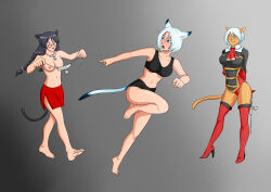 animal_ears barefoot bell_collar black_hair blue_eyes blush boots bottomless breasts cat_girl collar empty_eyes evil_smile feet female_only femdom femsub final_fantasy final_fantasy_xi glasses happy_trance hypnotized_hypnotist large_breasts miqo'te mithra oo_sebastian_oo running simple_background smile tail thigh_boots topless twintails white_hair rating:Explicit score:86 user:Eodez