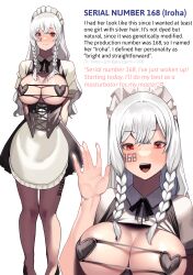altered_perception barcode blush breasts cleavage clone comic dialogue empty_eyes female_only femsub happy_trance hard_translated headdress huge_breasts iroha_(koiso_usu) koiso_usu living_lovedoll_project long_hair maid multiple_views open_mouth red_eyes solo text translated white_hair rating:Explicit score:140 user:Cromsis