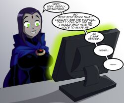 anonymind_(manipper) blush comic dc_comics female_only goth happy_trance hypnotic_screen large_breasts manip purple_hair raven ravenravenraven ring_eyes smile super_hero tagme tech_control teen_titans text western rating:Safe score:186 user:anonymind